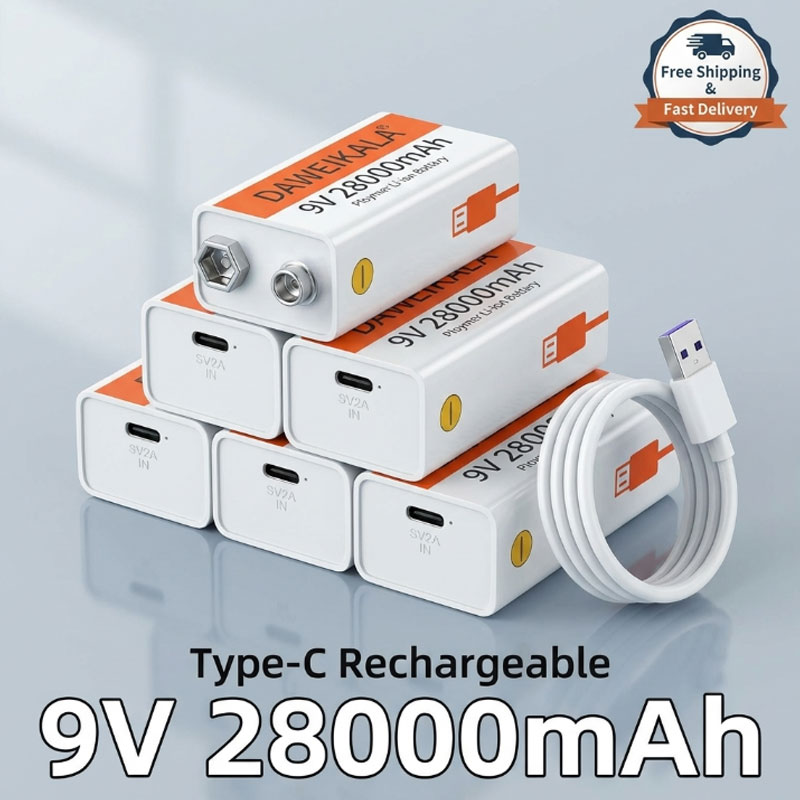 Electronics And Gadgets With C - 9V Type-C Rechargeable Battery 28000mAh Li-ion